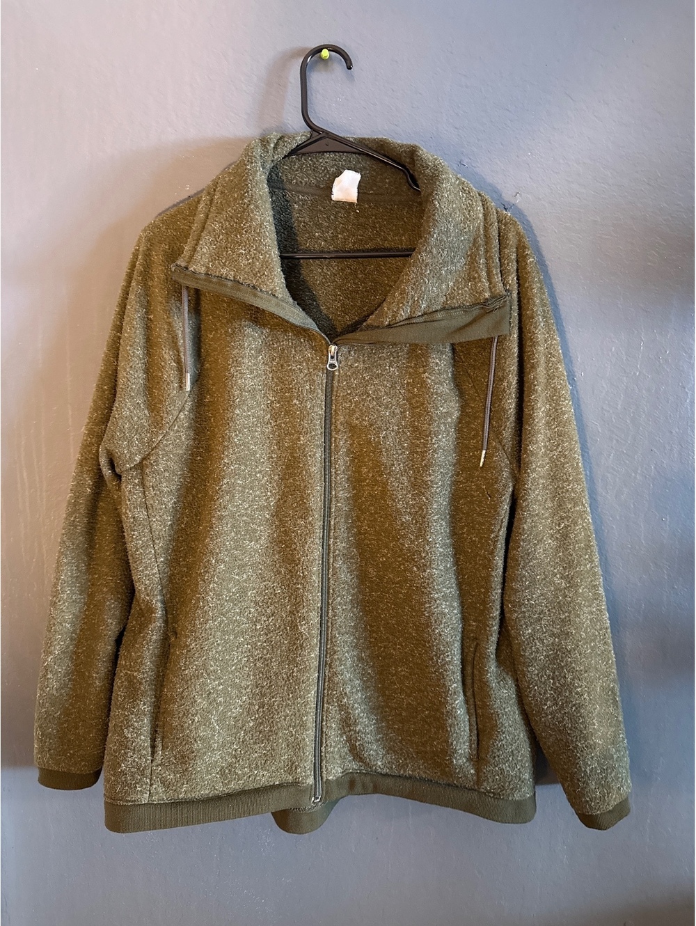 Green Lightweight Full-Zip Fleece Jacket for Teens, Size XL